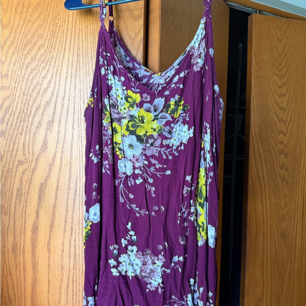 Torrid Purple Floral Top with Yellow Accents